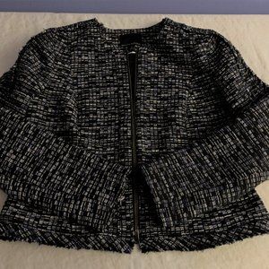 Banana Republic Jacket, Navy blue and white, front zipper, two front pockets,